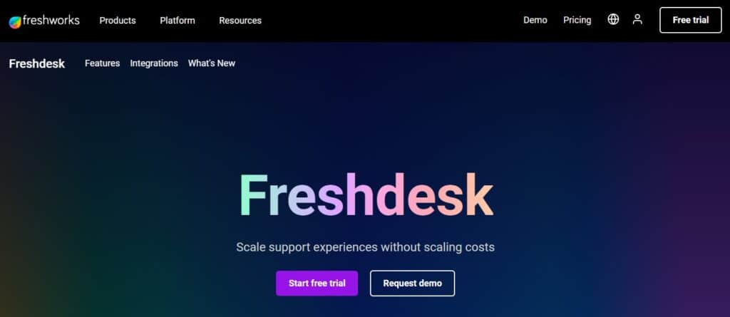 A screenshot of Freshdesk's webpage, the best customer support software for cost-effectiveness.