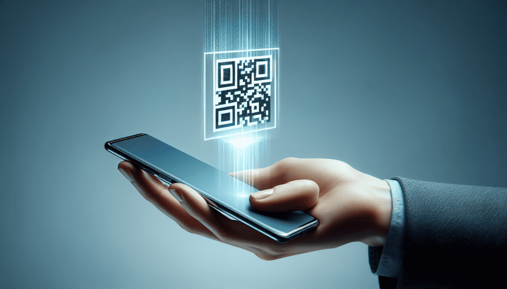 Smartphone scanning a QR code to receive a digital business card