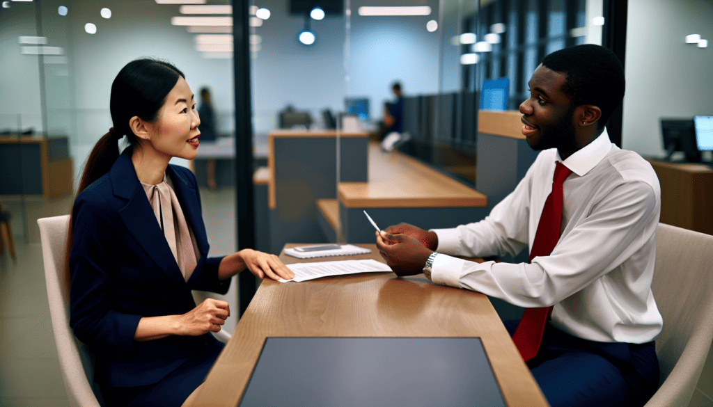 A photo of a business owner at a bank, symbolizing the importance of an LLC bank account. - What is an LLC Account