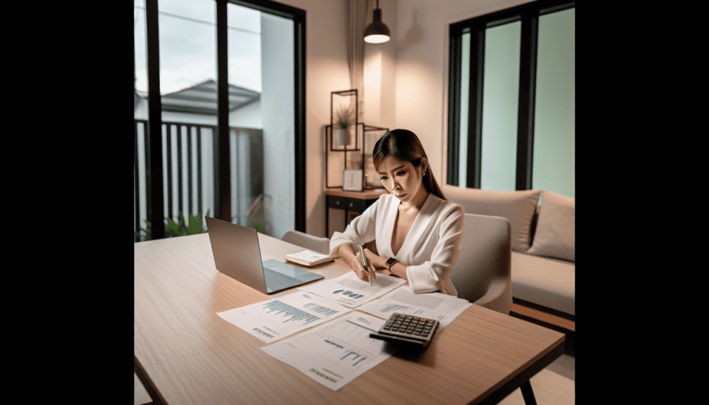 A photo of a business owner reviewing financial documents, illustrating smart financial management